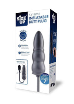 Load image into Gallery viewer, Size Up Ripple Inflatable Silicone Butt Plug - Black - 5.5in