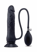 Load image into Gallery viewer, Size Up Ripple Inflatable Silicone Dildo - Black - 7.5in
