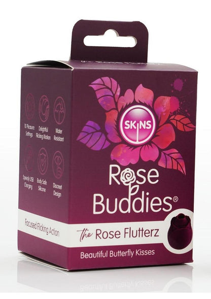 Skins Rose Buddies Rose Flutterz Rechargeable Silicone Clitoral Vibrator - Purple