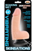 Load image into Gallery viewer, Skinsations Soaking Wet Realistic Vibrating Dildo Waterproof 6.5 - Vanilla
