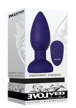 Load image into Gallery viewer, Smooshy Tooshy Rechargeable Silicone Anal Plug with Remote Control - Blue/Navy Blue
