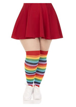 Load image into Gallery viewer, Spandex Acrylic Rainbow Striped Thigh Highs - 1x-2x - Multicolor