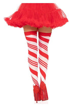 Load image into Gallery viewer, Spandex Sheer Candy Cane Striped Thigh Highs
