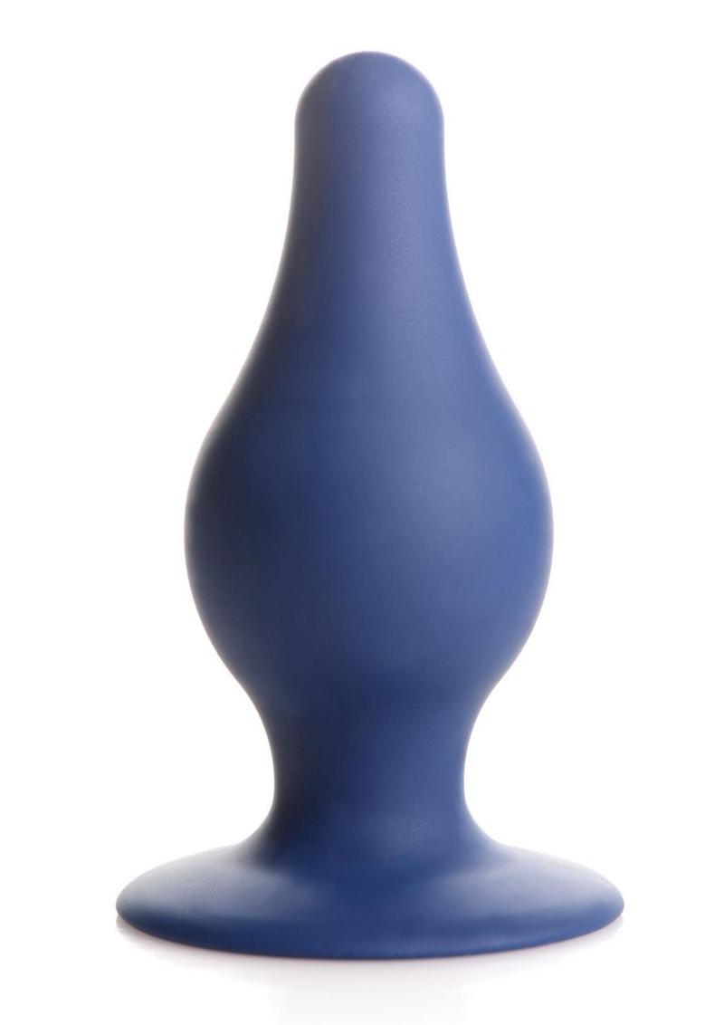 Squeeze-It Squeezable Silicone Tapered Anal Plug - Blue - Large