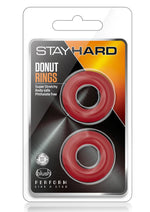 Load image into Gallery viewer, Stay Hard Donut Cock Rings - Red - 2 Pack
