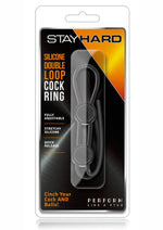Load image into Gallery viewer, Stay Hard Silicone Double Loop Cock Ring - Black
