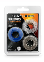 Load image into Gallery viewer, Stay Hard Triple Stretch Cock Rings - Assorted Colors/Multicolor - 3 Pack
