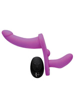 Load image into Gallery viewer, Strap U Double Take Double Penetration Rechargeable Silicone Vibrating Strap-On Harness - Purple
