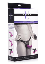 Load image into Gallery viewer, Strap U Double Take Double Penetration Rechargeable Silicone Vibrating Strap-On Harness - Purple
