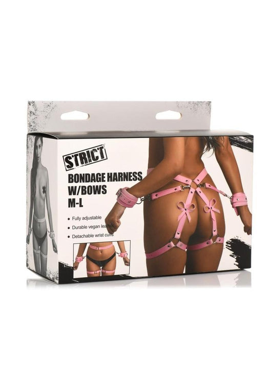 Strict Bondage Harness with Bows - Pink - Large/Medium