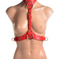 Strict Female Chest Harness - Metal/Red - Large/Medium