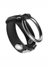 Load image into Gallery viewer, Strict Leather and Steel Cock and Ball Ring - Black/Metal/Silver
