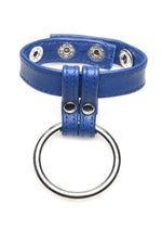 Load image into Gallery viewer, Strict Leather Cock Gear Leather and Steel Cock and Ball Ring - Blue/Metal
