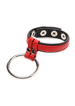 Load image into Gallery viewer, Strict Leather Cock Gear Leather and Steel Cock and Ball Ring - Metal/Red
