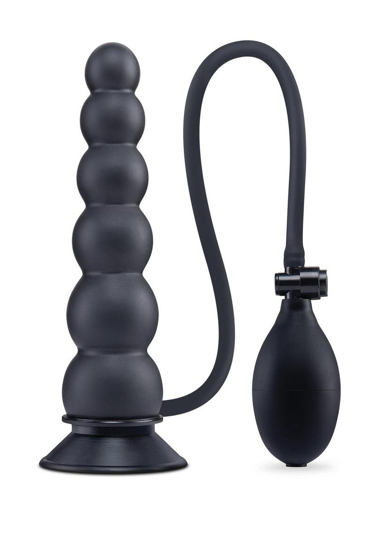 Su 7 Silicone Ripple Inflatab Butt Plug - Black