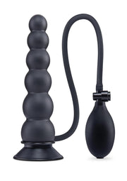Su 7 Silicone Ripple Inflatab Butt Plug - Black