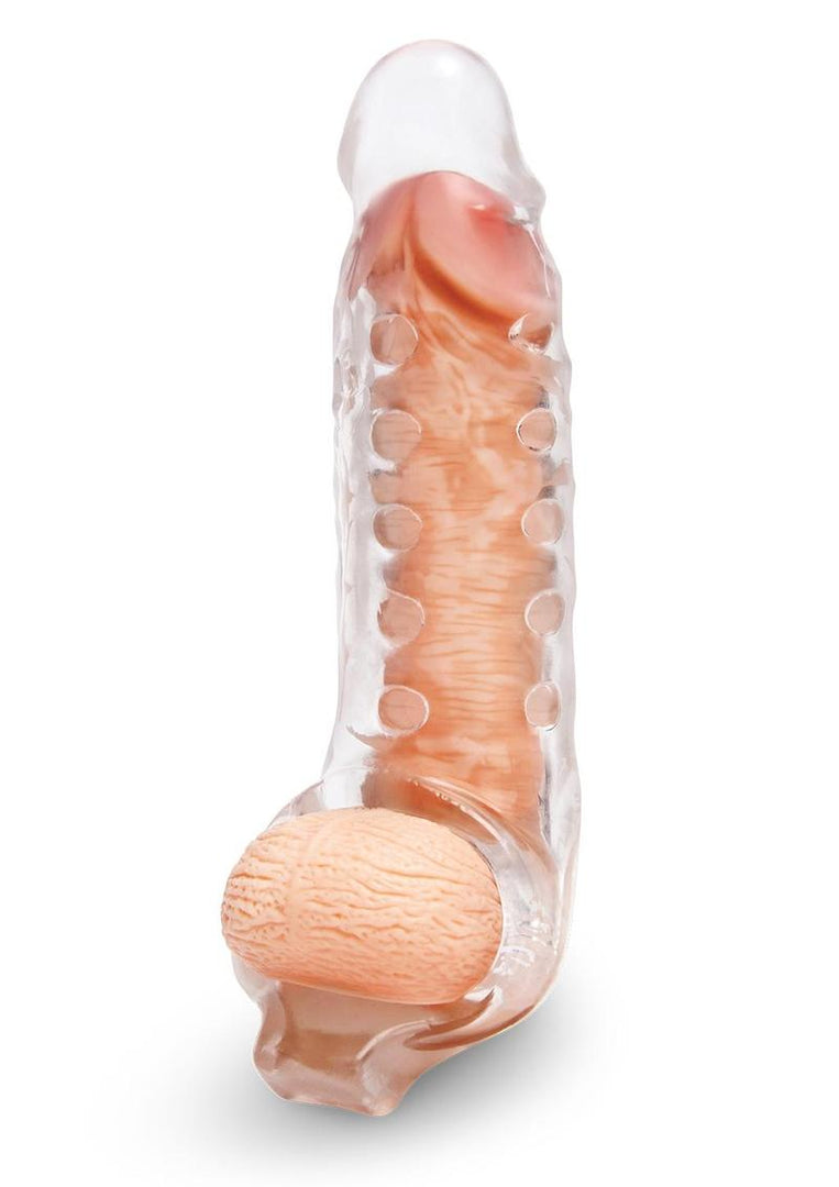 Su Clr Studded Penis Xtndr W/ Ball Loop - Clear