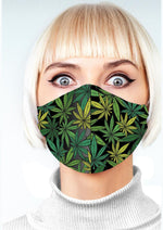 Load image into Gallery viewer, Super Fun Pot Leaf Mask - Black/Green
