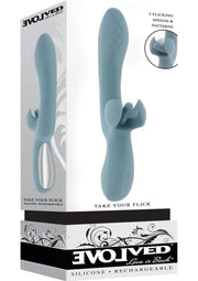 Take Your Flick Rechargeable Silicone Dual Vibrator - Blue