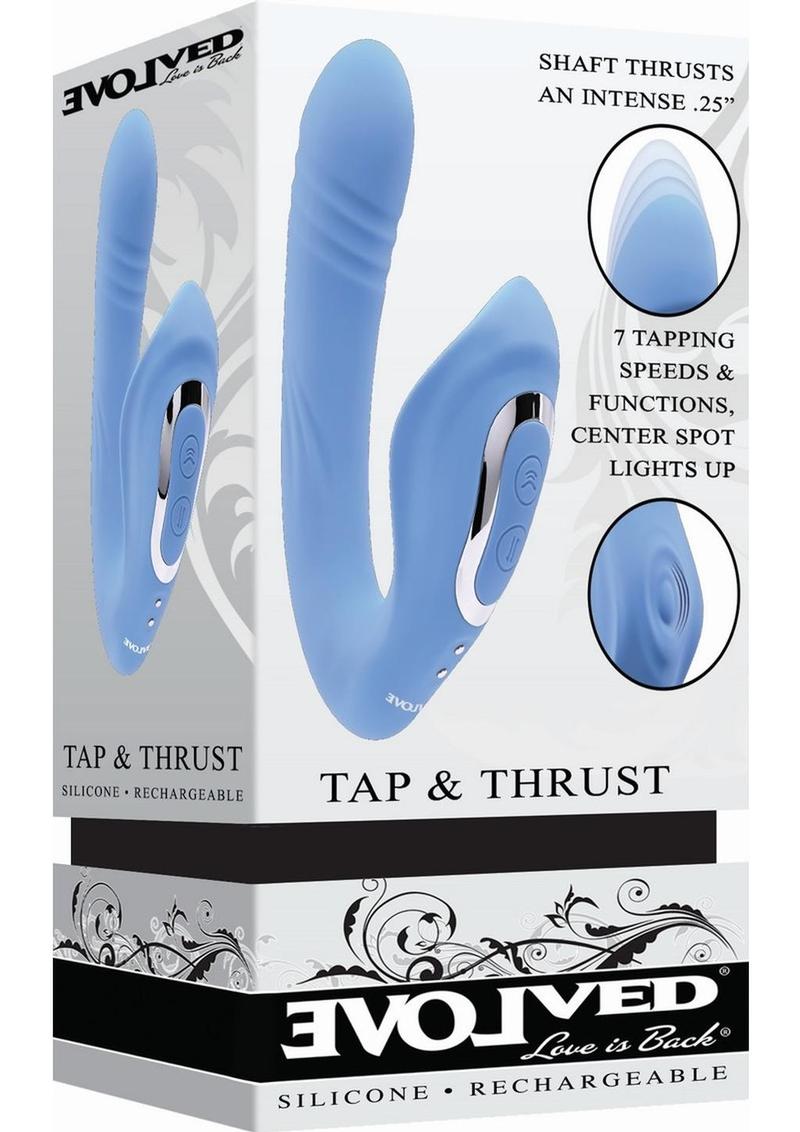 Tap and Thrust Rechargeable Silicone Vibrator with Clitoral Stimulatio ...