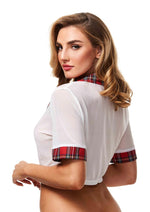 Load image into Gallery viewer, Teacher&#39;s Pet - Schoolgirl Top - Red/White - One Size
