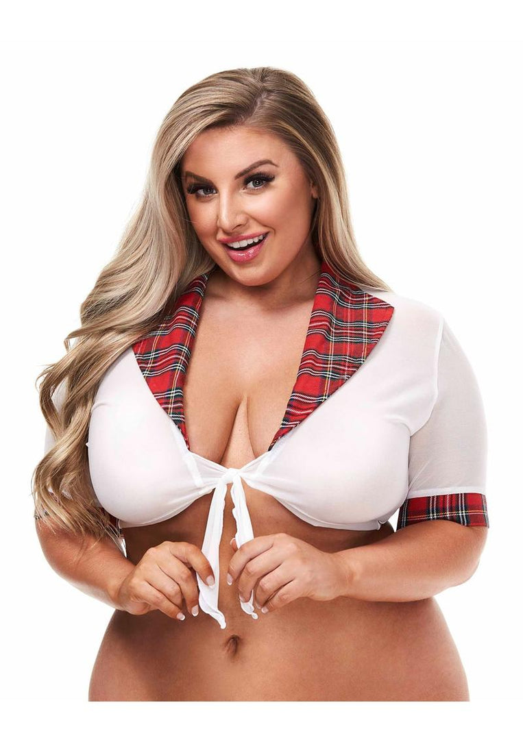 Teacher's Pet - Schoolgirl Top - Red/White - Queen