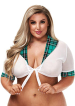 Load image into Gallery viewer, Teacher&#39;s Pet - Schoolgirl Top - Turquoise/White - Queen
