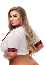 Load image into Gallery viewer, Teacher&#39;s Pet - Schoolgirl Top - White/Wine - Queen
