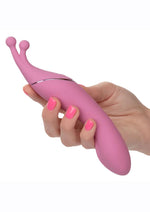 Load image into Gallery viewer, Tempt and Tease Kiss Rechargeable Silicone Vibrator with Clitoral Stimulator