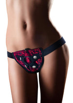 Load image into Gallery viewer, Temptasia Lovelace Harness with Bullet - Red
