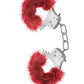 Temptasia Plush Fur Cuffs - Burgundy/Metal/Red