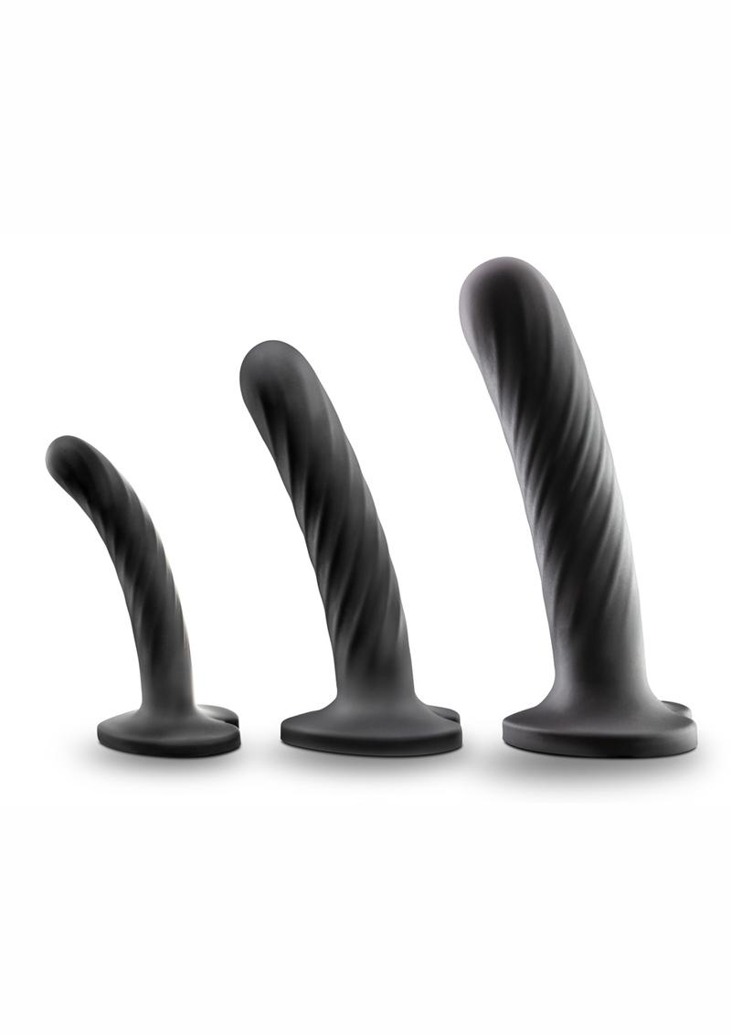 Temptasia Twist Silicone Dildo Kit - Black - Set Of 3