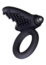 Load image into Gallery viewer, The 9&#39;s - S-Bullet Ring Tongue Silicone Vibrating Cock Ring - Black
