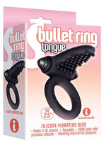 Load image into Gallery viewer, The 9&#39;s - S-Bullet Ring Tongue Silicone Vibrating Cock Ring - Black
