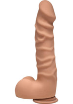 Load image into Gallery viewer, The D Ragin D Ultraskyn Dildo with Balls - Brown/Caramel - 7.5in
