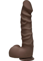 Load image into Gallery viewer, The D Ragin D Ultraskyn Dildo with Balls - Black/Chocolate - 7.5in
