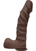 Load image into Gallery viewer, The D Ragin D Ultraskyn Dildo with Balls - Chocolate - 9in
