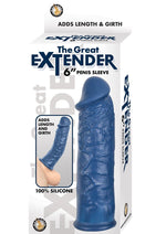 Load image into Gallery viewer, The Great Extender Silicone Penis Sleeve - Blue - 6in

