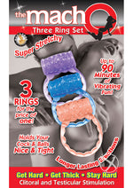 Load image into Gallery viewer, The Macho Three Ring Set Vibrating Cock Ring - Assorted Color/Assorted Colors
