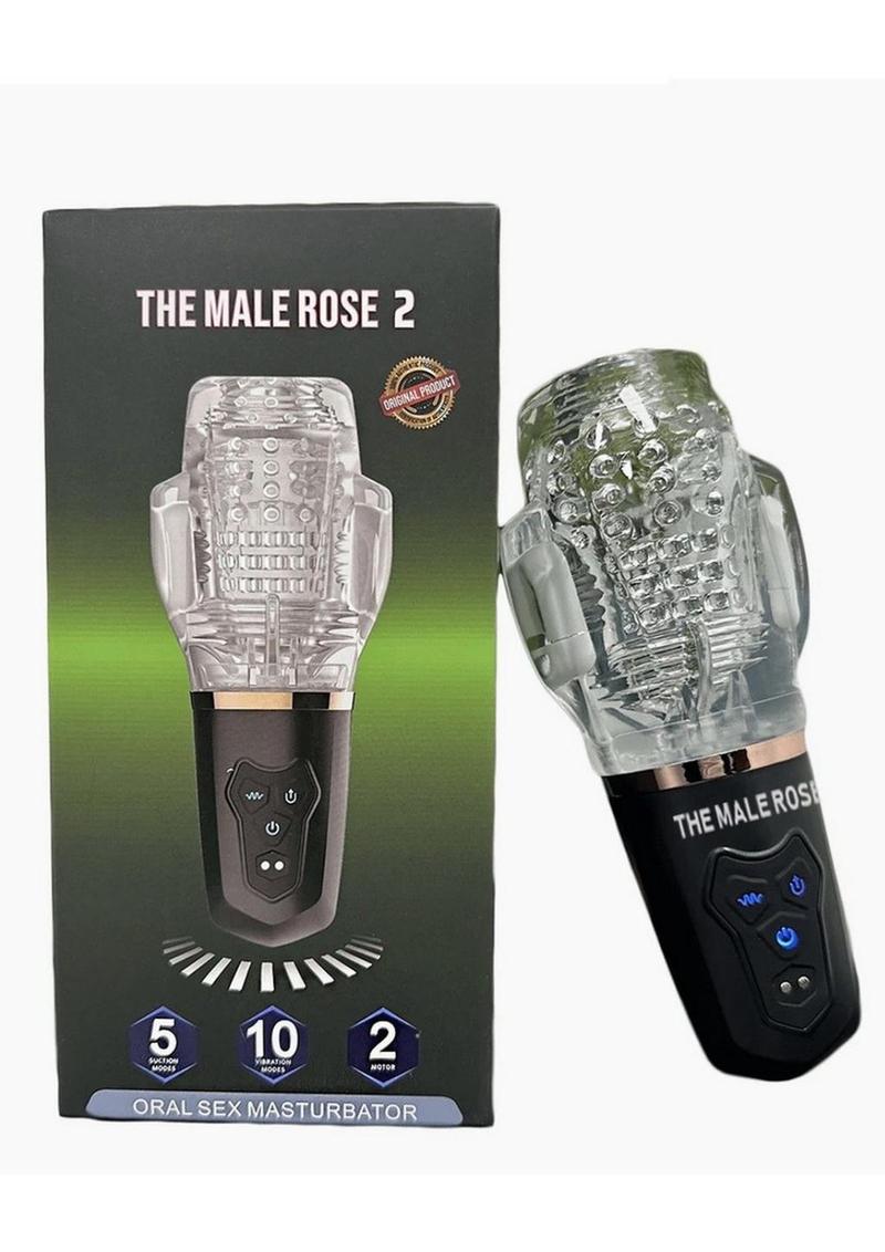 The Male Rose 2 Rechargeable Sucking Masturbator - Black/Clear