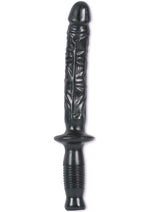 Load image into Gallery viewer, The Manhandler Dildo with Handle - Black - 10in
