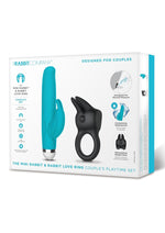 Load image into Gallery viewer, The Mini Rabbit and Rabbit Love Ring Silicone Rechargeable Couple&#39;s Playtime - Black/Blue - Set
