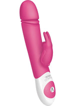 Load image into Gallery viewer, The Thrusting Rabbit Rechargeable Silicone Vibrator with Clitoral Stimulation - Pink
