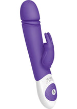 Load image into Gallery viewer, The Thrusting Rabbit Rechargeable Silicone Vibrator with Clitoral Stimulation - Purple
