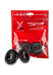 The Xplay Pf Blend Premium Stretch Ribbed Ring Slim - Black - 2 Pack