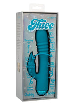 Load image into Gallery viewer, Thicc Chubby Thrusting Tickler Rechargeable Silicone Rabbit Vibrator - Blue
