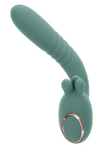 Load image into Gallery viewer, Thrust Into Ecstasy Rechargeable Silicone Dual Vibrator - Green
