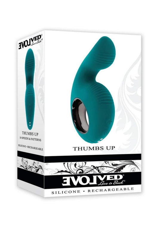 Thumbs Up Rechargeable Silicone Vibrator - Green