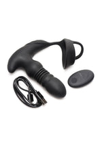Load image into Gallery viewer, Thunder Plugs Rechargeable 10x Thrusting Silicone Vibrator with Cock and Ball Strap
