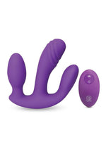 Load image into Gallery viewer, Together Blended Pleasure Rechargeable Silicone Triple Pronged Vibrator with Remote Control - Purple

